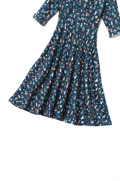 Scarlette Dark Blue Nutcracker Midi Dress