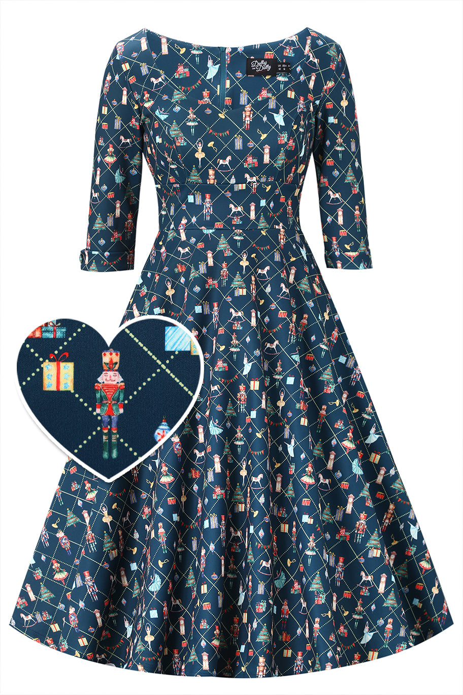 Scarlette Dark Blue Nutcracker Midi Dress