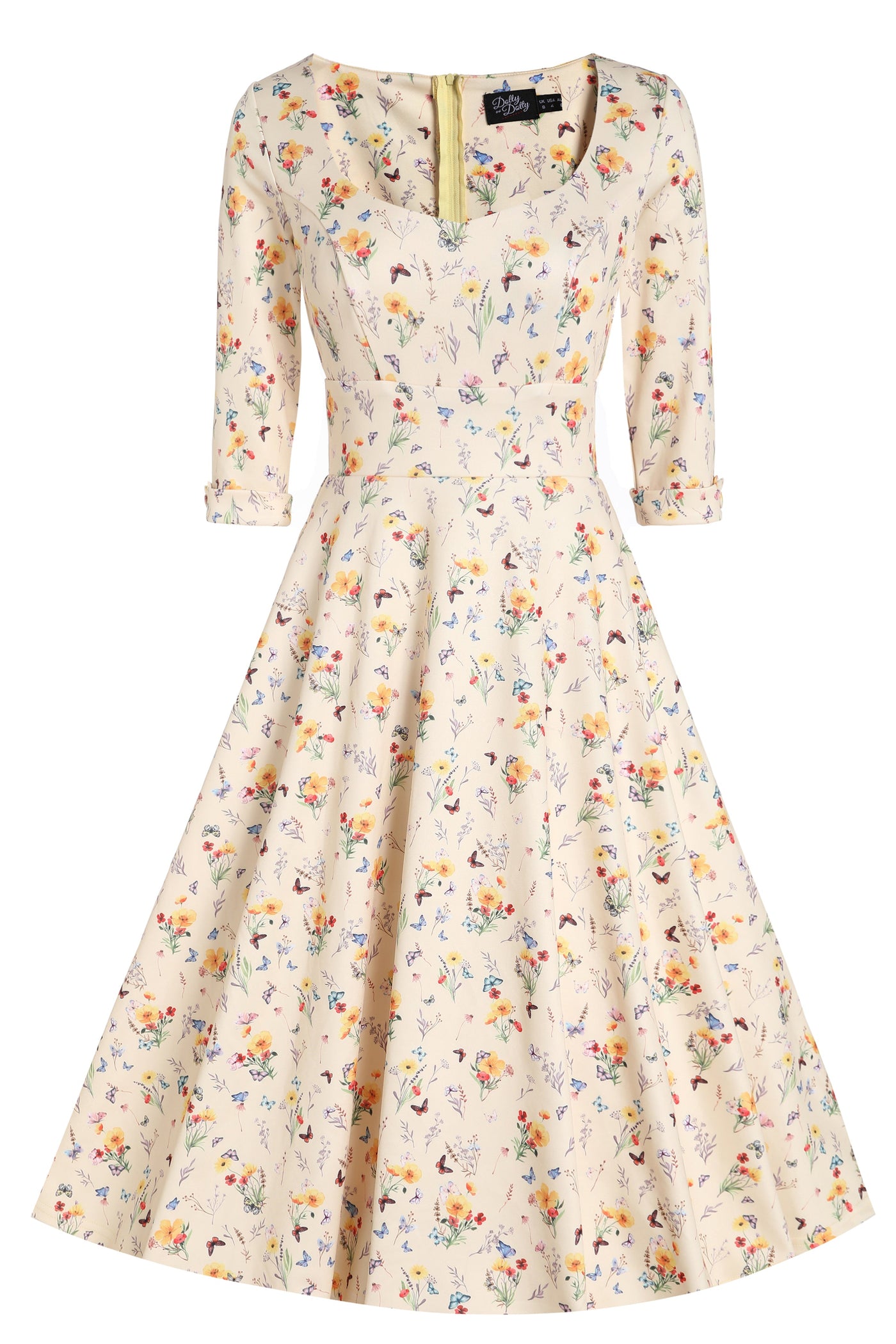 EU STOCK Scarlette Long-sleeved Dress In Yellow Meadow Print