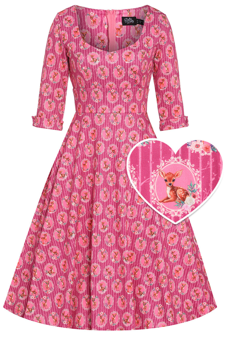 Scarlette Pink Baby Deer Midi Dress