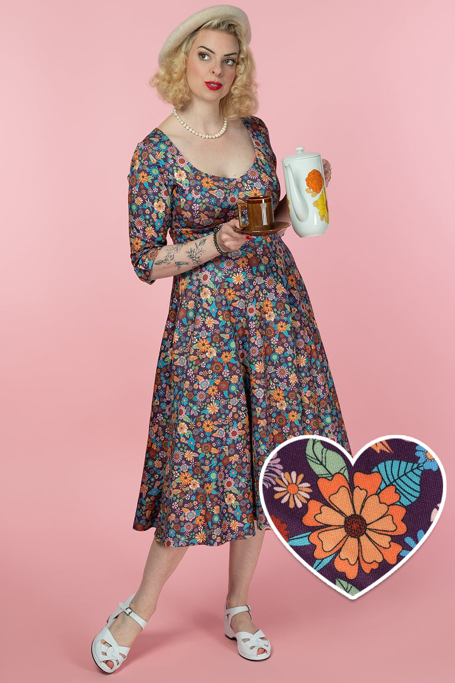 PRE-ORDER Scarlette Retro 70s Floral Garden Dress