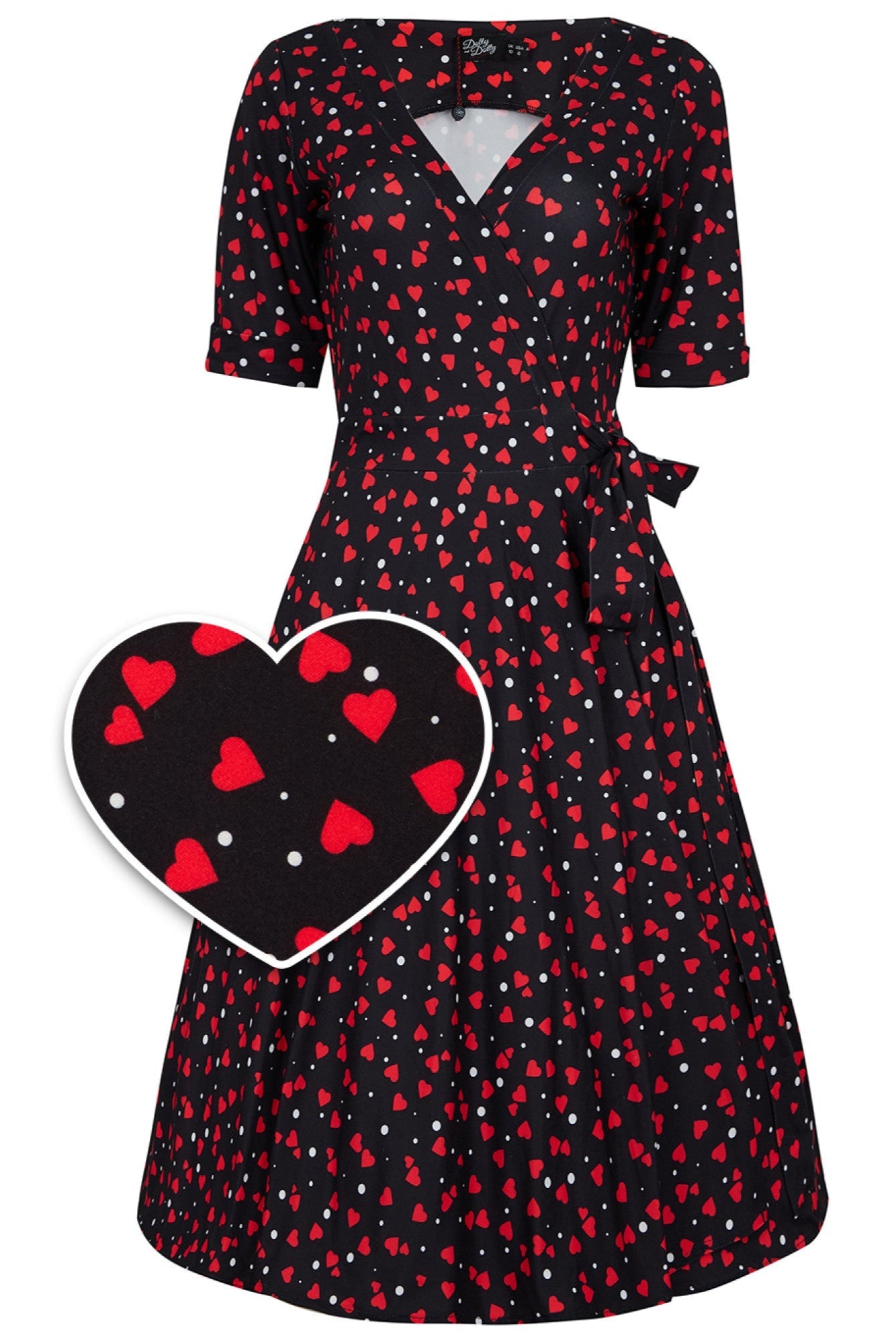 PRE ORDER Matilda Heart Print Knit Wrap Dress