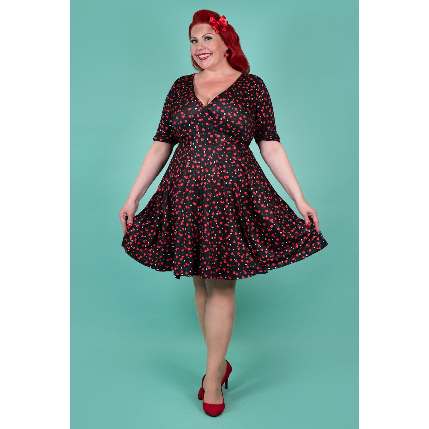 PRE ORDER Matilda Heart Print Knit Wrap Dress