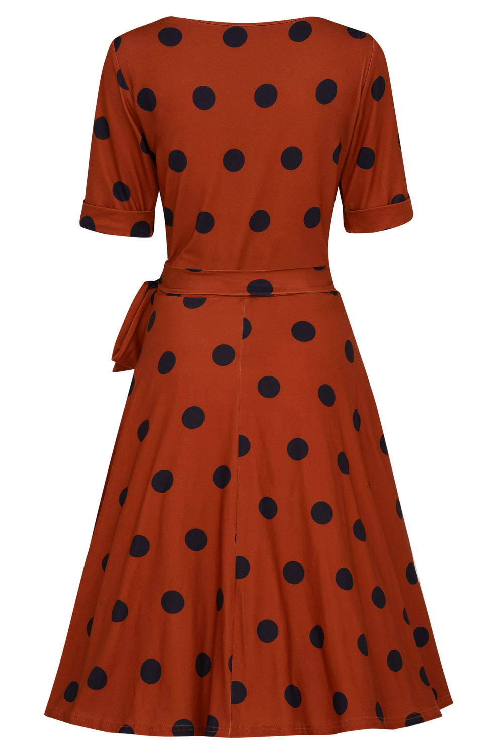 EU STOCK Matilda Brick Red & Black Polka Dot Knit Wrap Dress