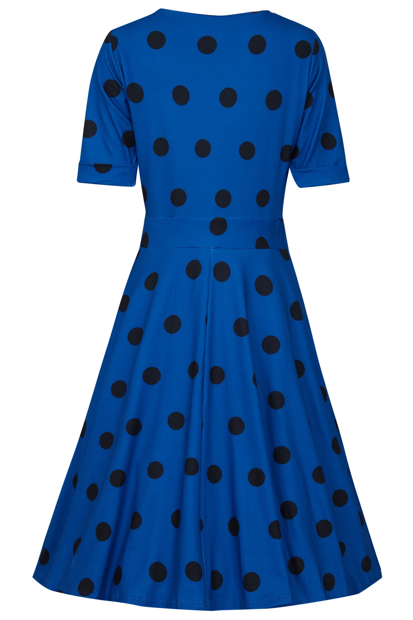 EU STOCK Matilda Dark Royal Blue & Black Polka Knit Wrap Dress