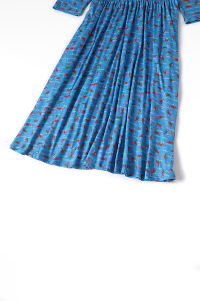 EU STOCK Billie Blue Lobster Print Quirky Dress