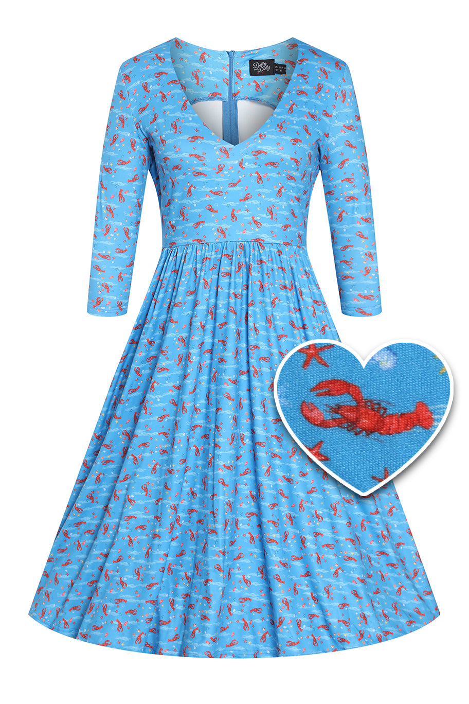 EU STOCK Billie Blue Lobster Print Quirky Dress