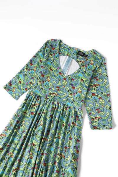 PRE ORDER Billie Green Long Sleeved Roadmap Print Dress