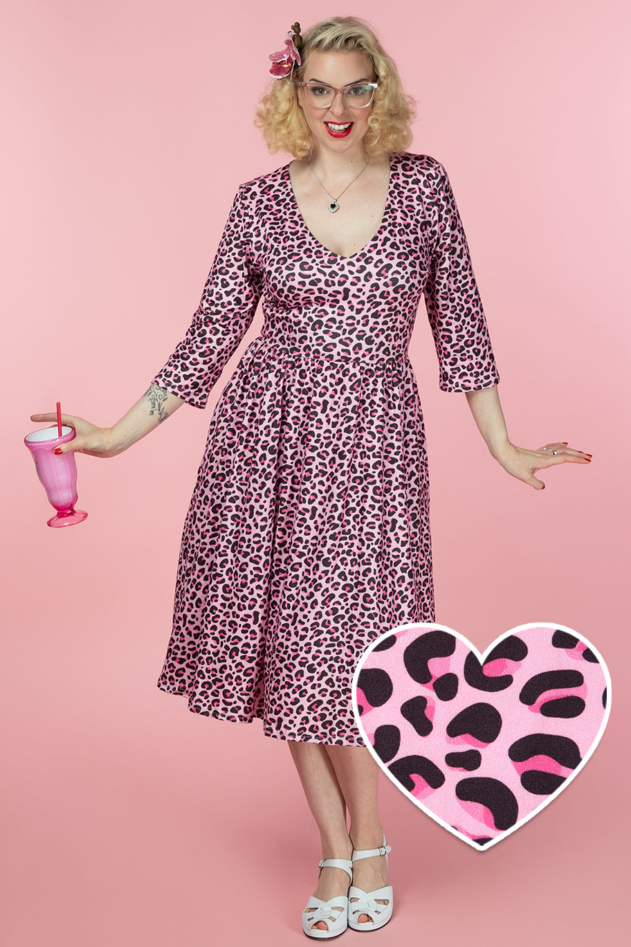 PRE ORDER Billie Pink Leopard Print Long-Sleeved Dress