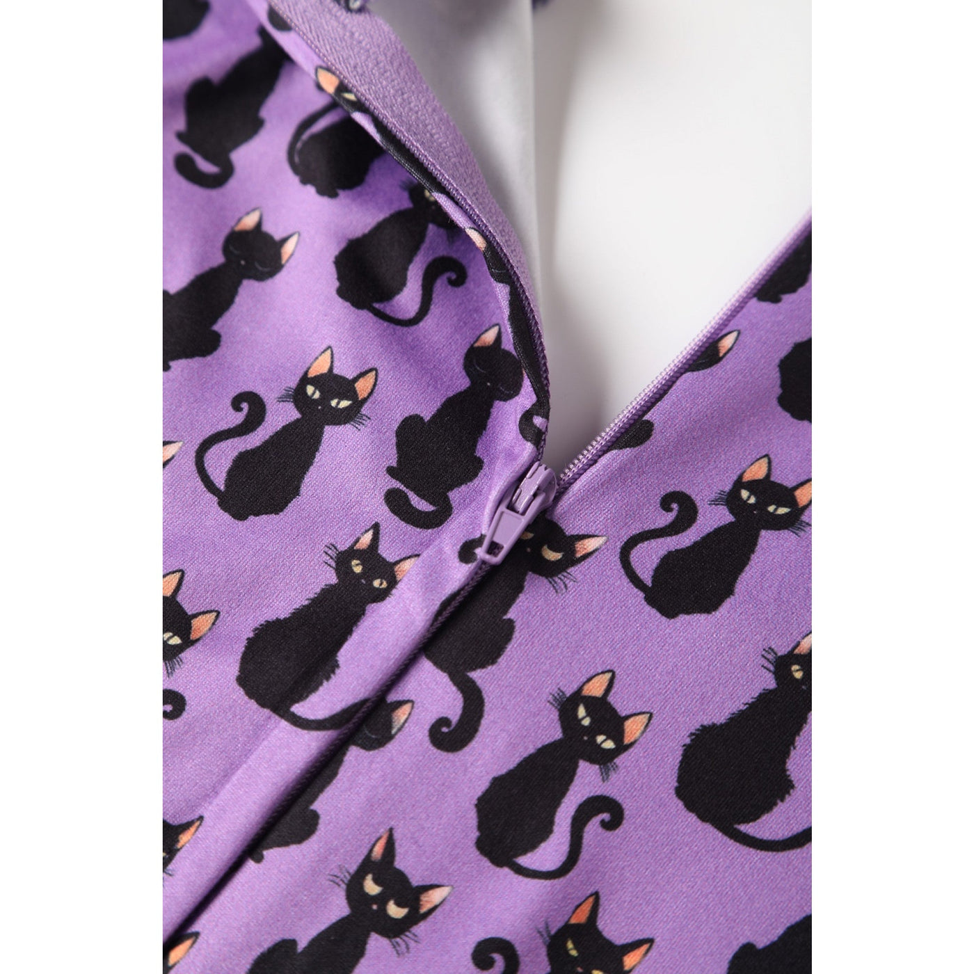 PRE ORDER Billie Long Sleeved Purple Black Cat Dress