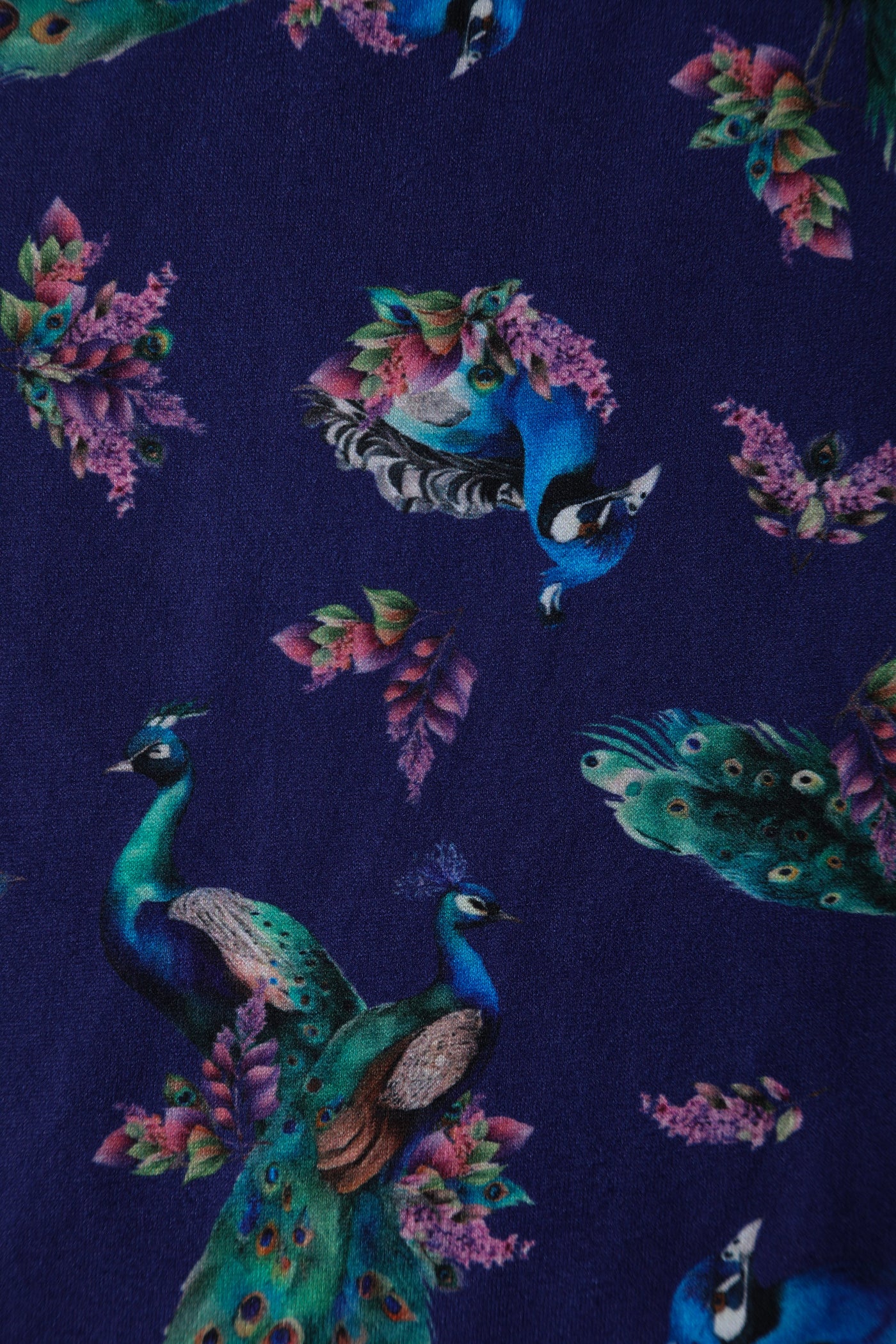 EU STOCK Billie Long Sleeved in Purple Peacock Print Dress