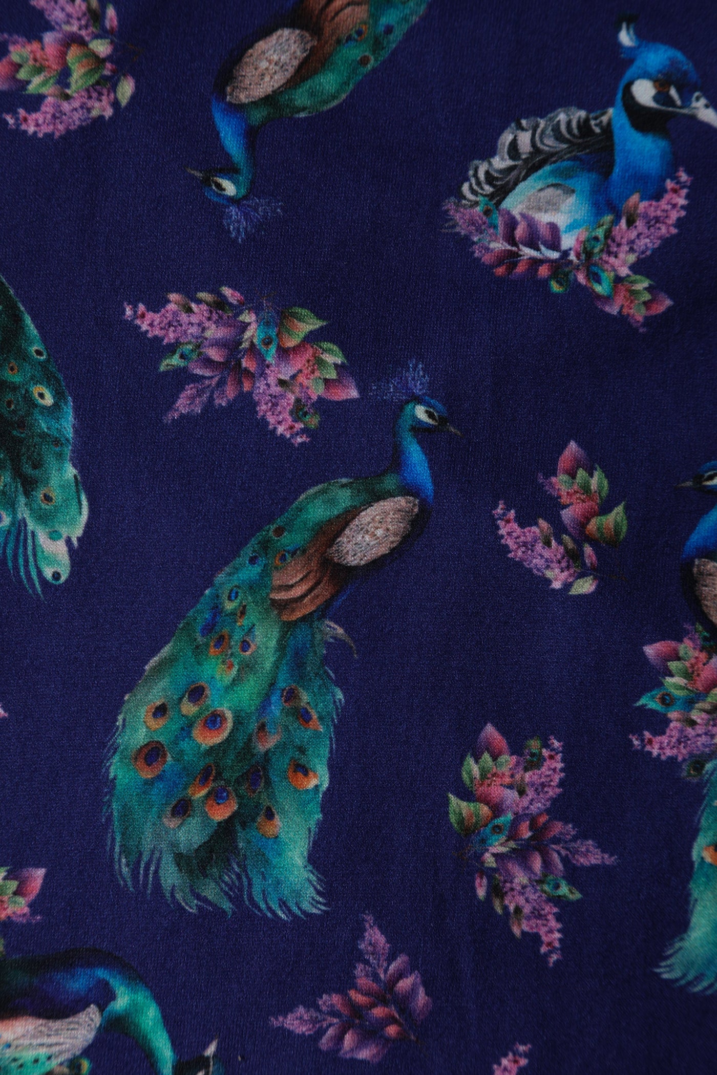 EU STOCK Billie Long Sleeved in Purple Peacock Print Dress