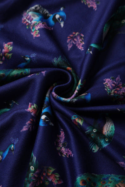 EU STOCK Billie Long Sleeved in Purple Peacock Print Dress