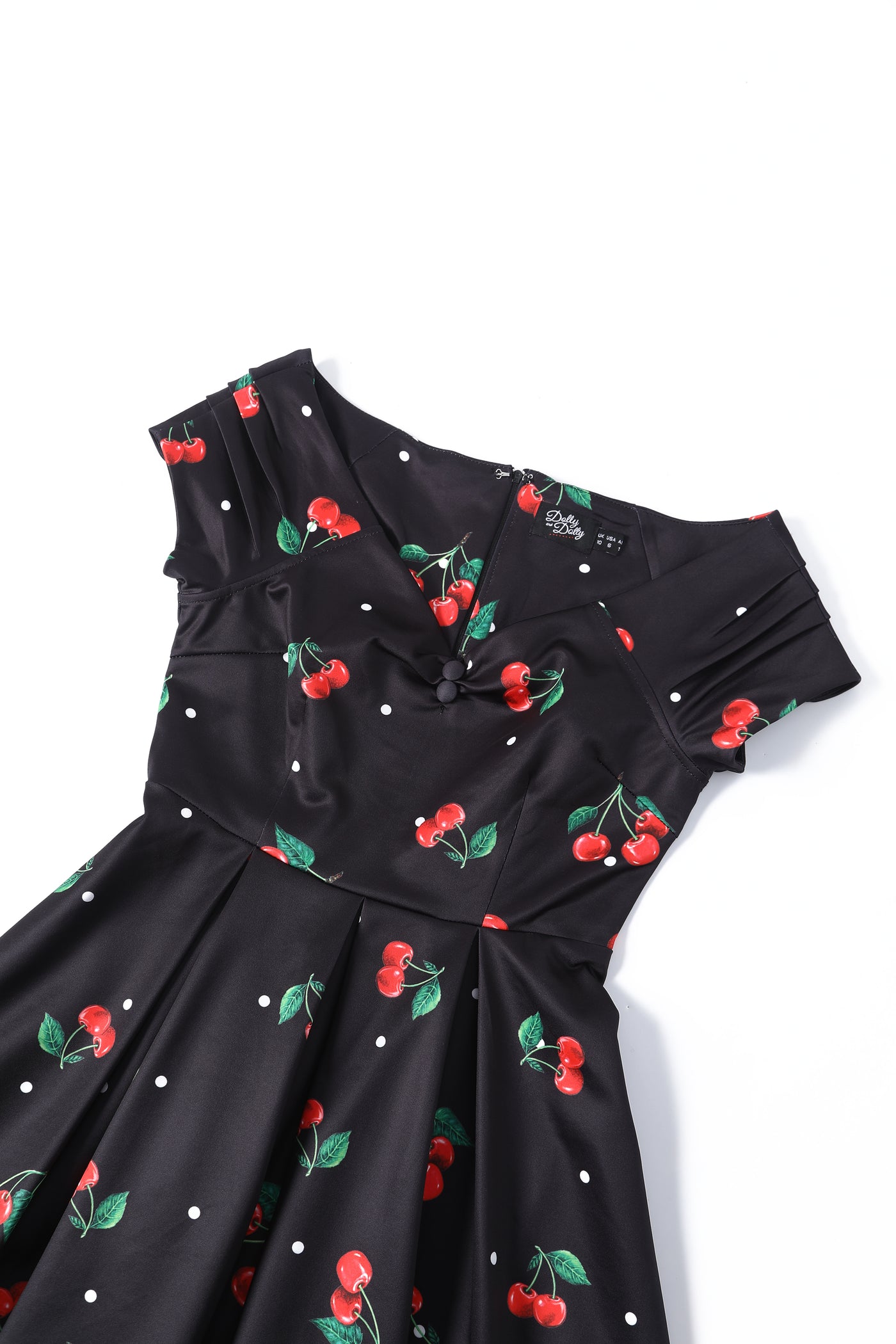 Lily Black Off Shoulder Large Cherry Print Dress