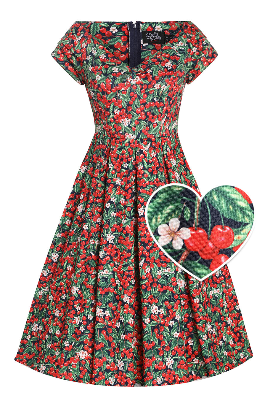 Lily Black Off Shoulder Red Berry Print Swing Dress