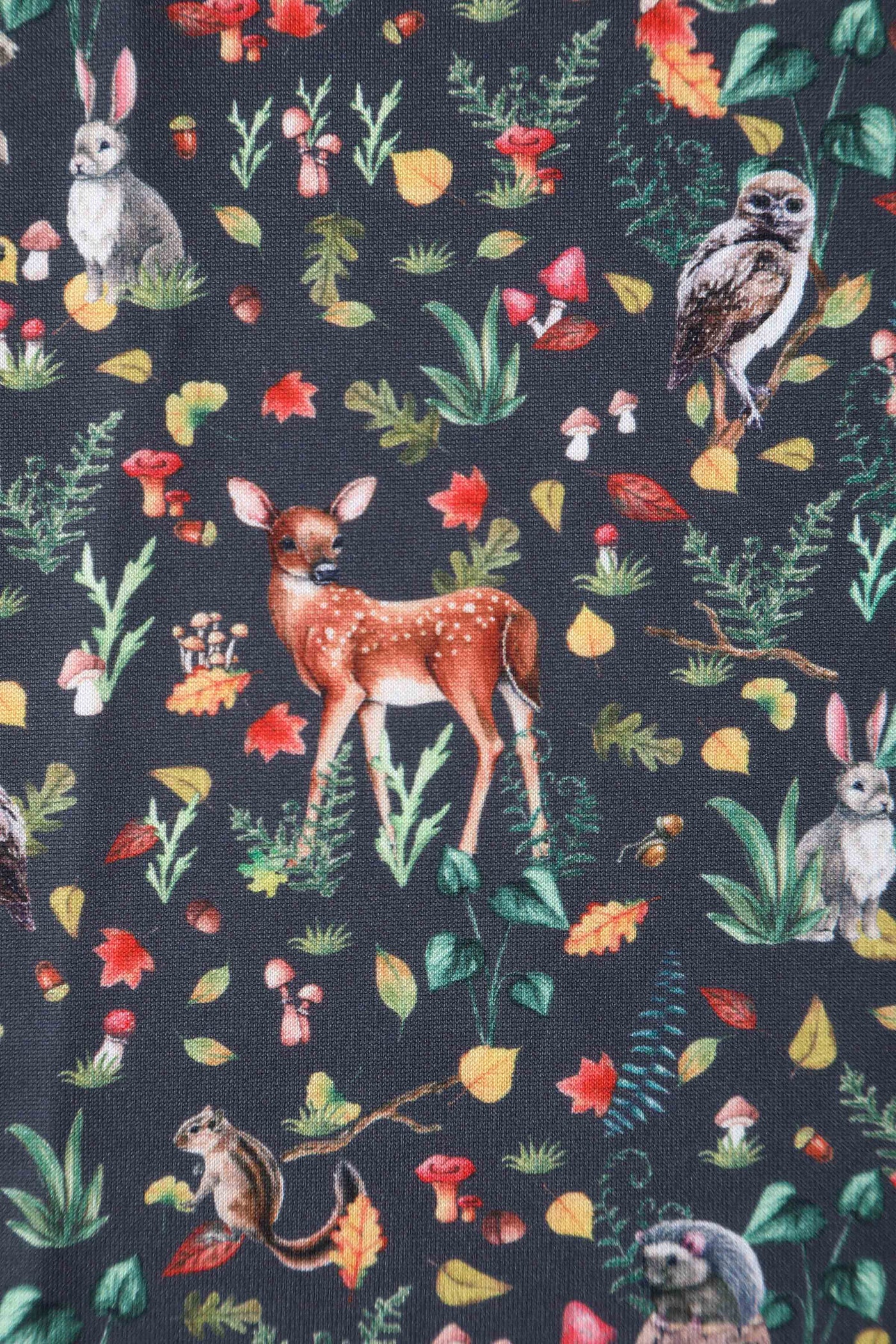 Lily Owl & Deer Print Off Shoulder Dress