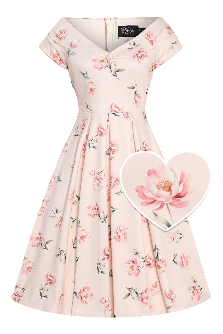 Lily Light Pink Off Shoulder Peony Print Dress