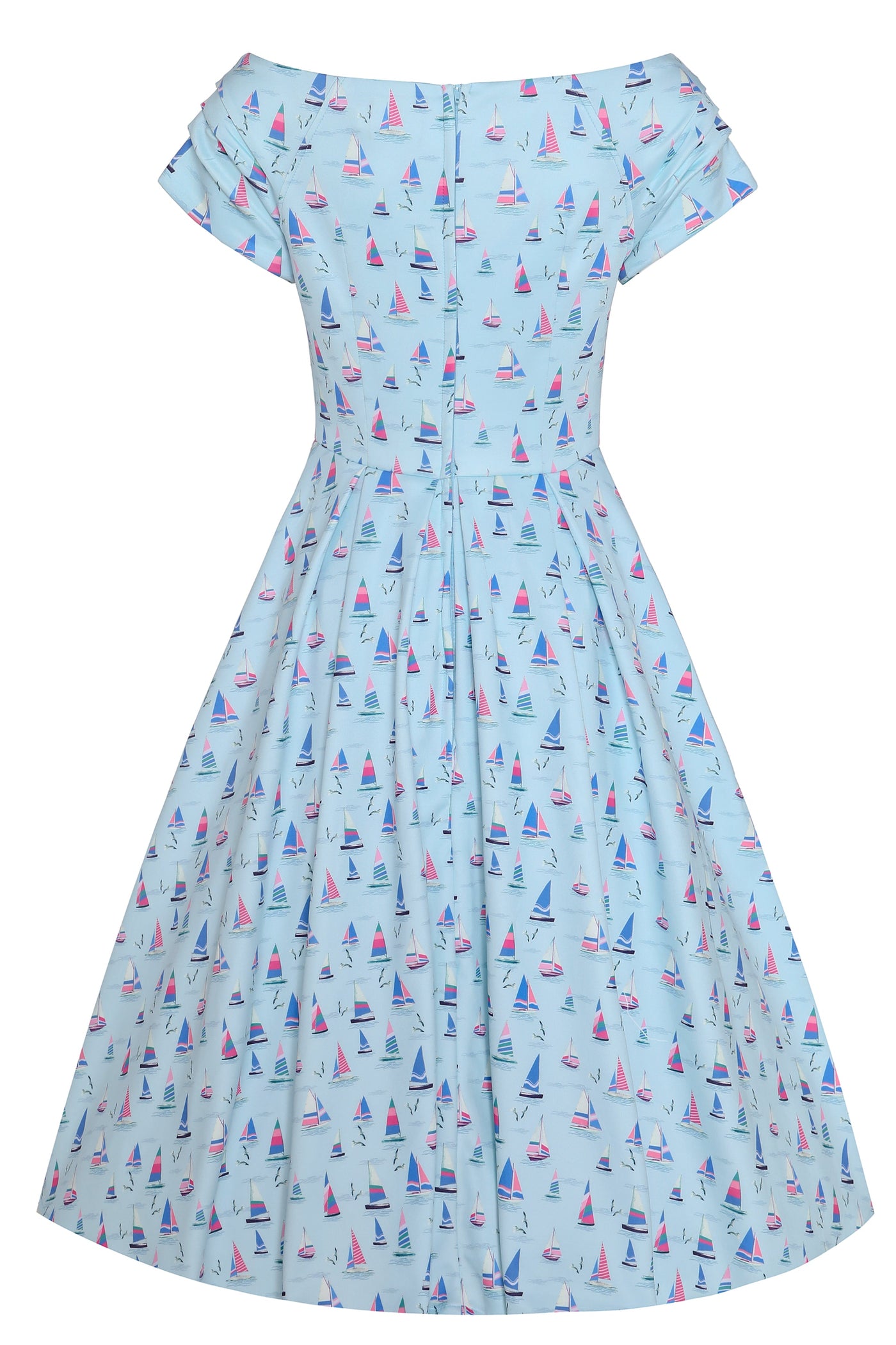 EU STOCK Lily Nautical Sailboat Blue Off Shoulder Dress