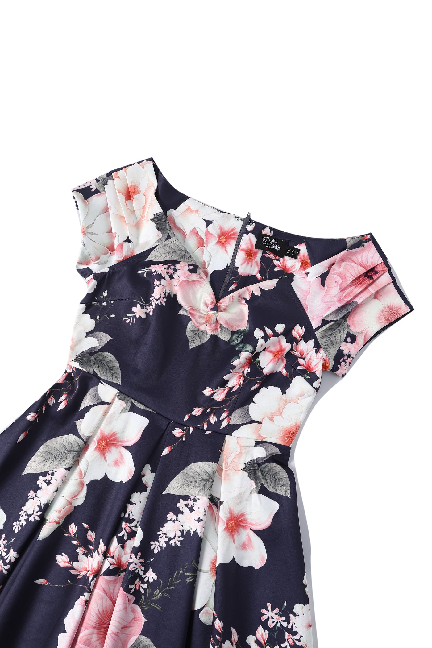 Lily Navy Blue Off Shoulder Large Floral Print Dress