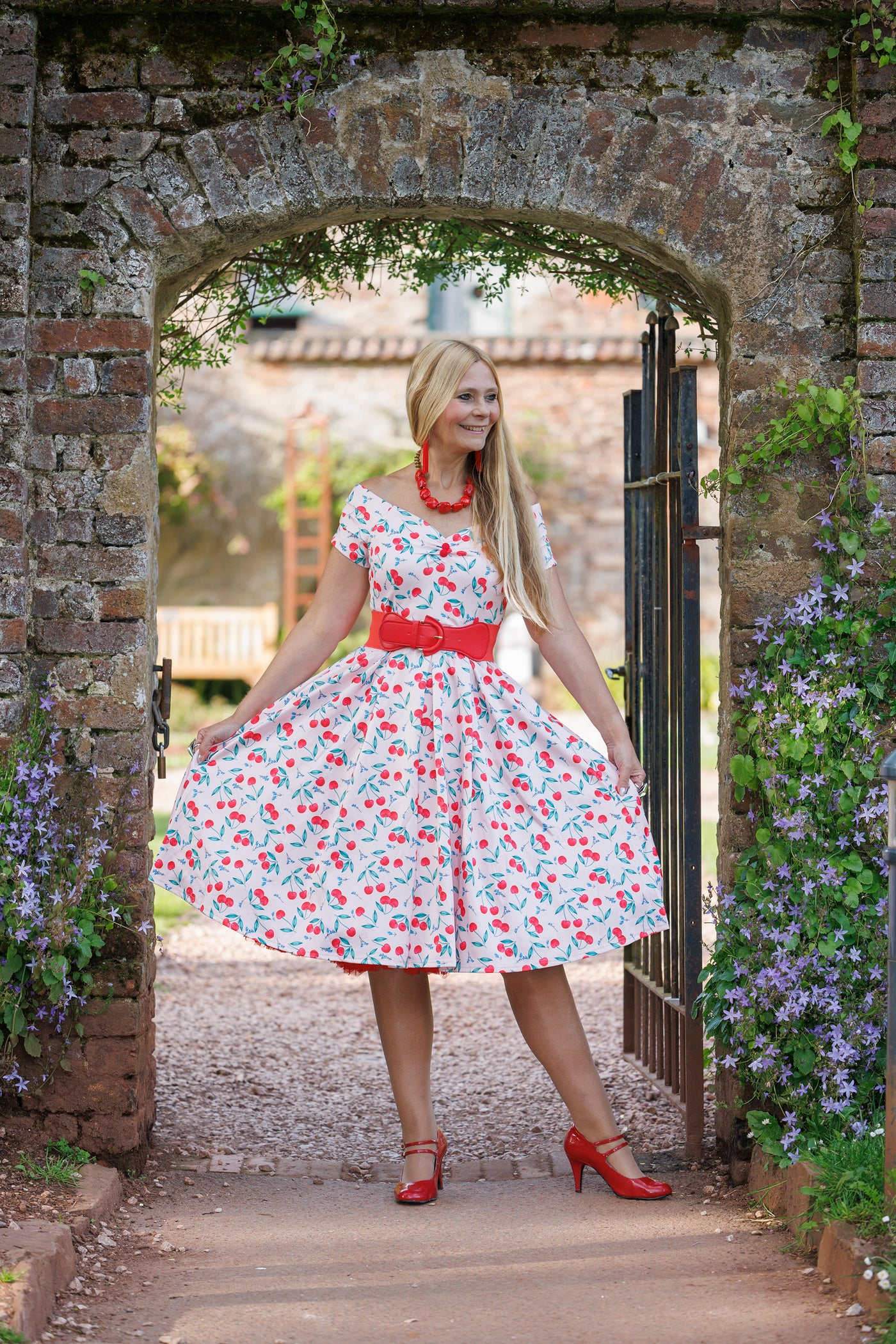 EU STOCK Lily Cherry Pink Off Shoulder Dress