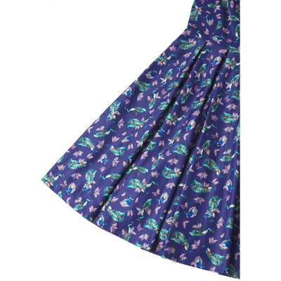 EU STOCK Lily Off Shoulder Purple Peacock Swing Dress