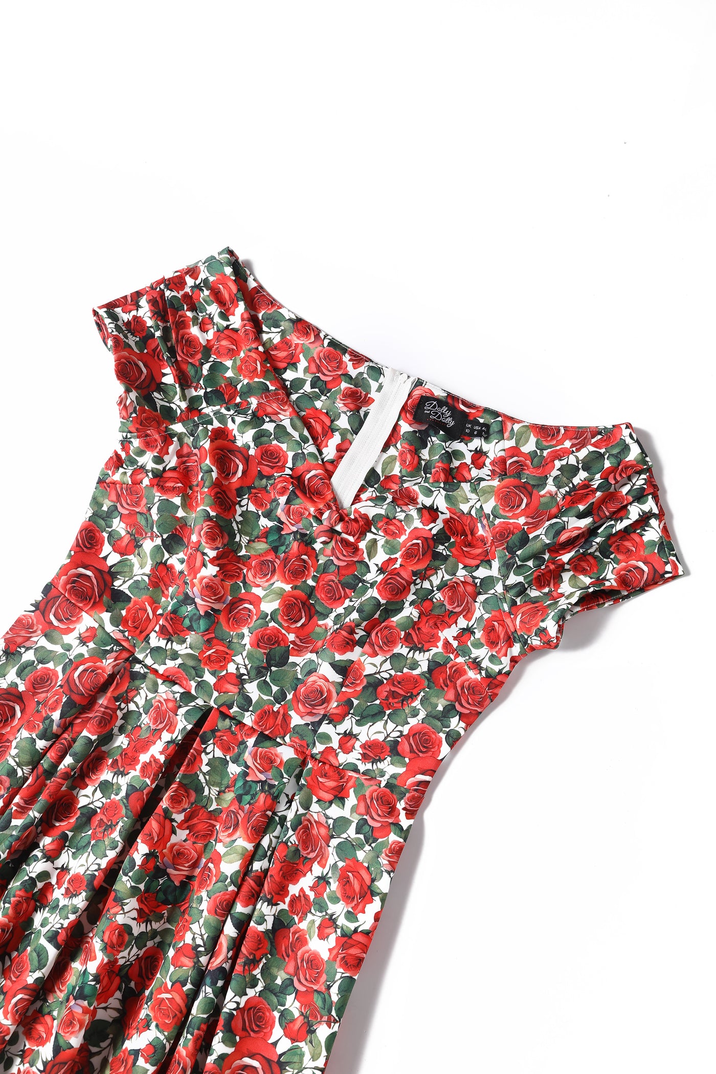 Lily Red Off Shoulder Rose Garden Swing Dress