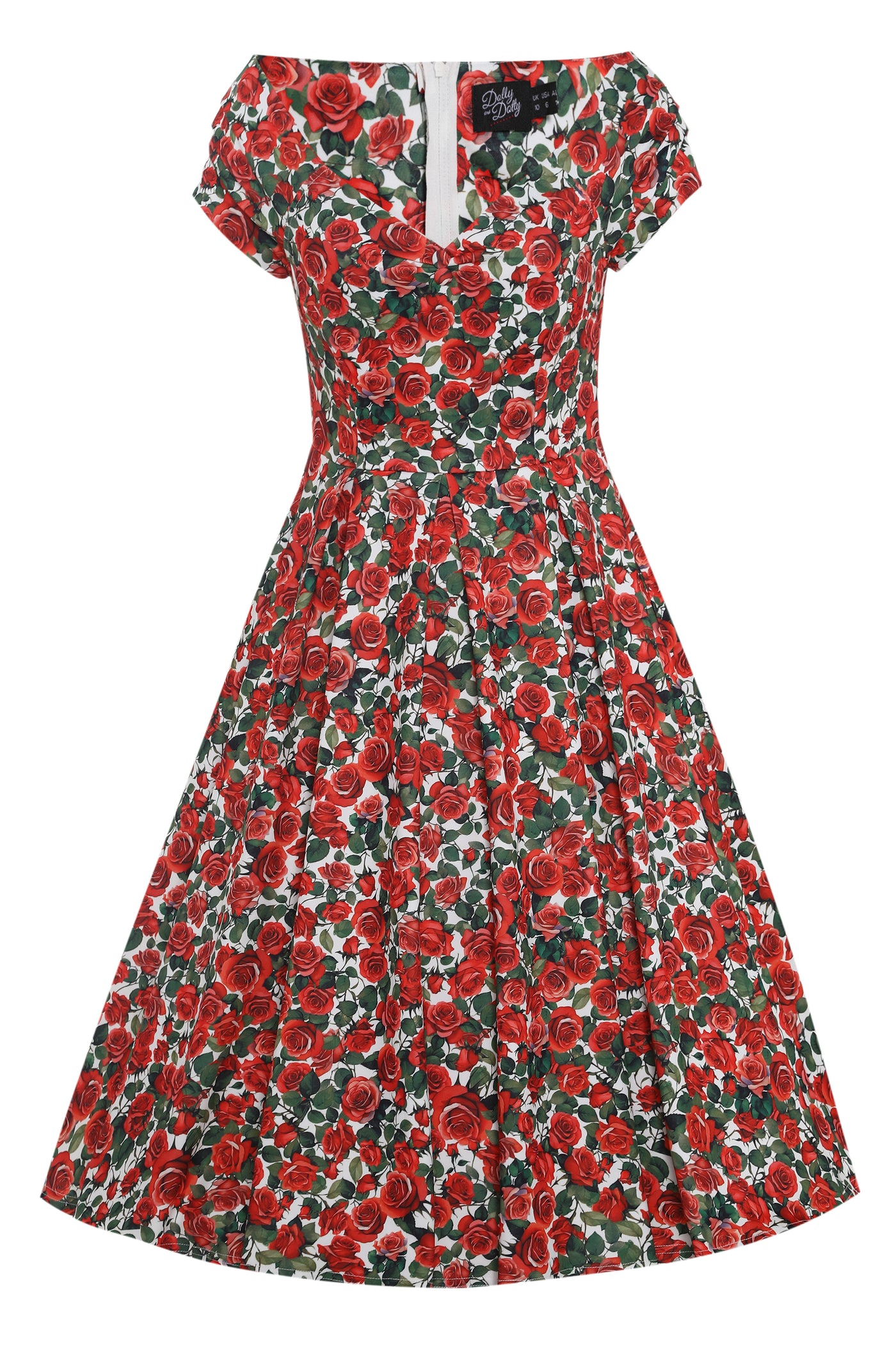 Lily Red Off Shoulder Rose Garden Swing Dress