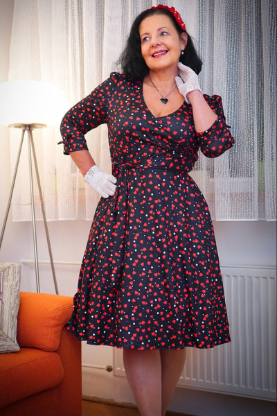 EU STOCK Katherine Black Heart Swing Dress