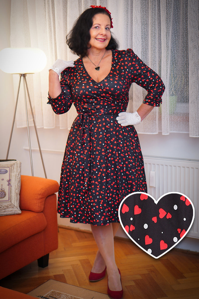 EU STOCK Katherine Black Heart Swing Dress