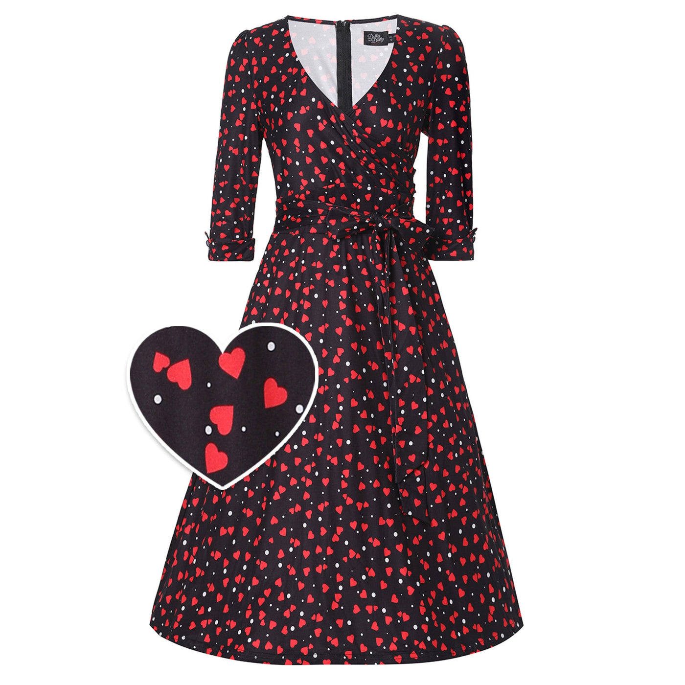 EU STOCK Katherine Black Heart Swing Dress