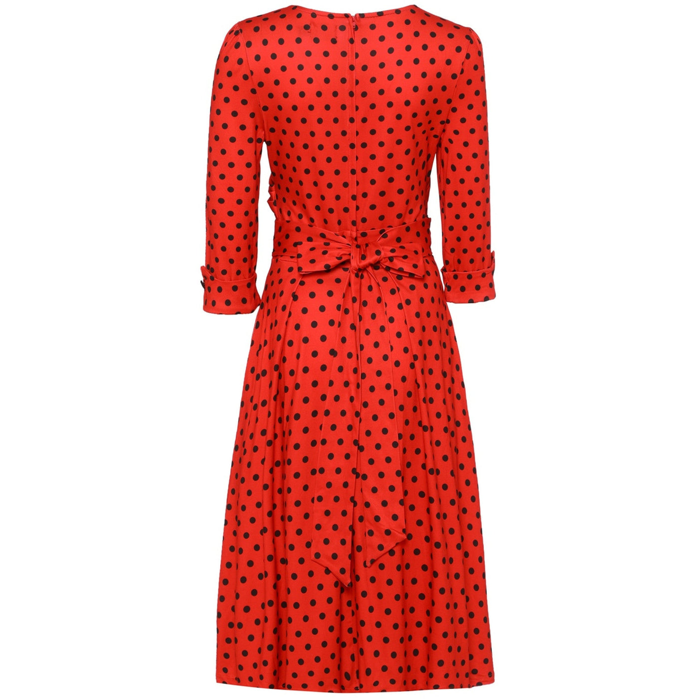 EU STOCK Katherine Red with Black Polka Dot Swing Dress