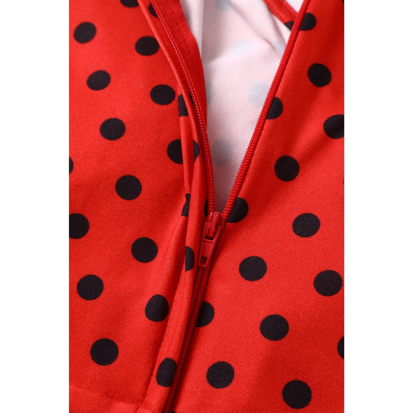 EU STOCK Katherine Red with Black Polka Dot Swing Dress