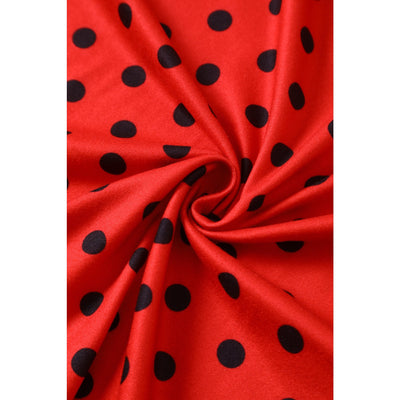 EU STOCK Katherine Red with Black Polka Dot Swing Dress