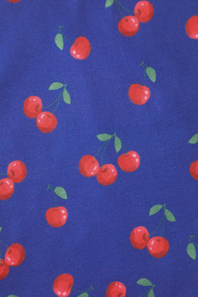 EU STOCK ORDER Brenda Blue Cherry Flared Dress