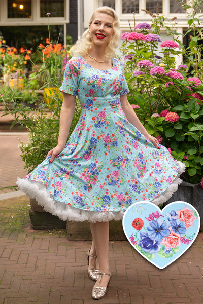 EU STOCK Brenda Light Blue Hydrangea Dress