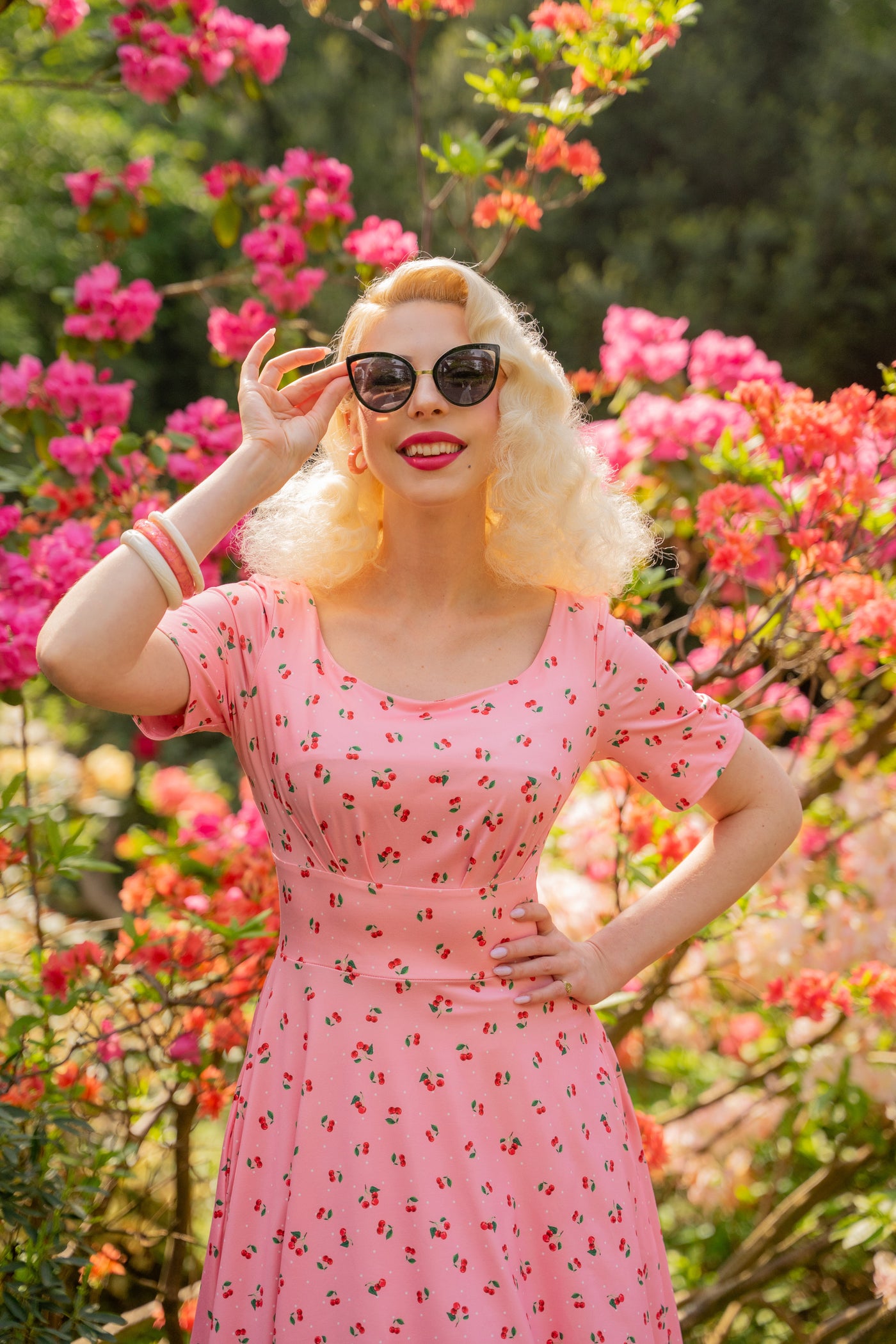 PRE ORDER Brenda Pink Cherry 50s Style Dress