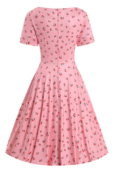 PRE ORDER Brenda Pink Cherry 50s Style Dress