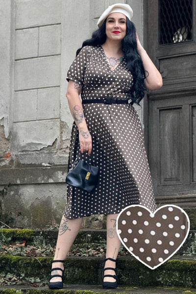 Julia 50s Style Brown Polka Dot Day Dress