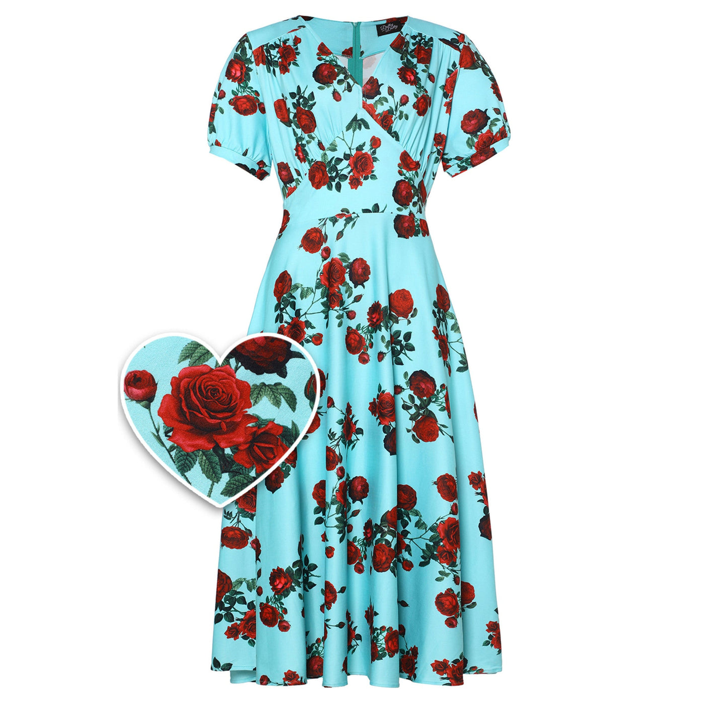 PRE ORDER Julia Turquoise Rose Print Dress