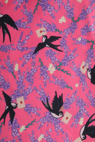 PRE ORDER Julia Pink & Black Retro Swallow Print Dress