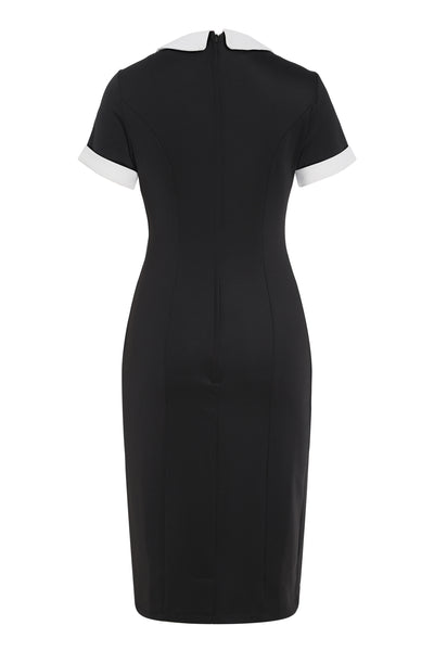 EU STOCK Toni Fitted Collared Vintage Dress in Black