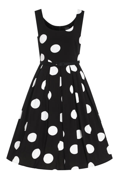 PRE ORDER Amanda Black Large White Polka Print Swing Dress