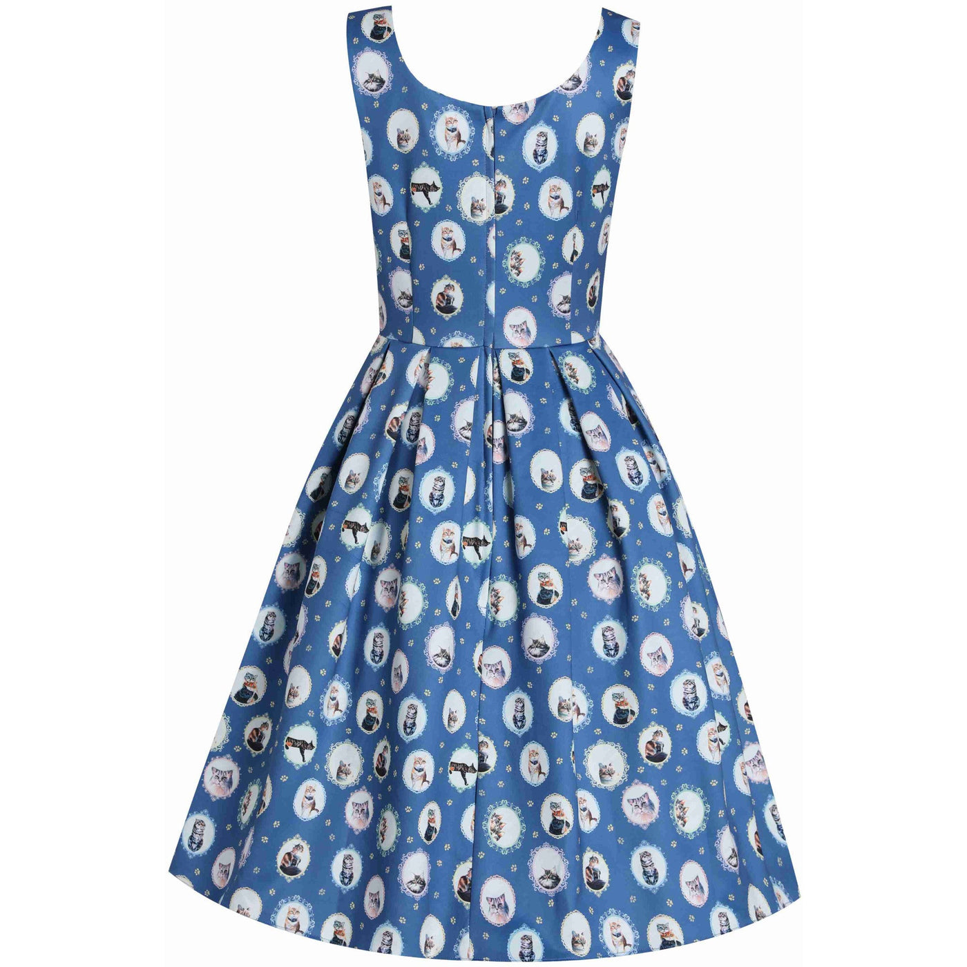 EU STOCK Children Amanda Swing Dress in Blue Cat Mirror Print