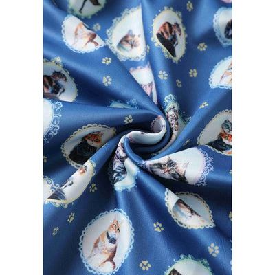 EU STOCK Children Amanda Swing Dress in Blue Cat Mirror Print