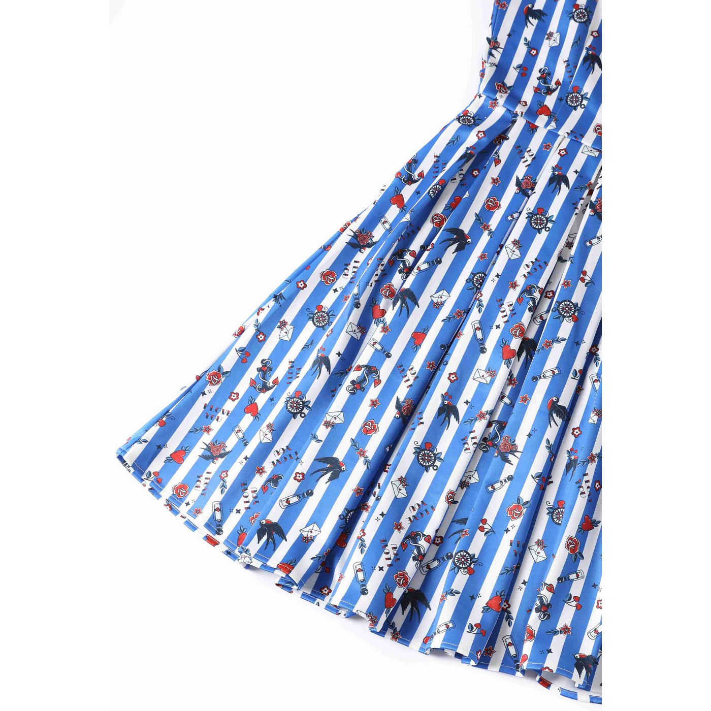 Amanda Swing Dress in Blue Striped Old-School Print