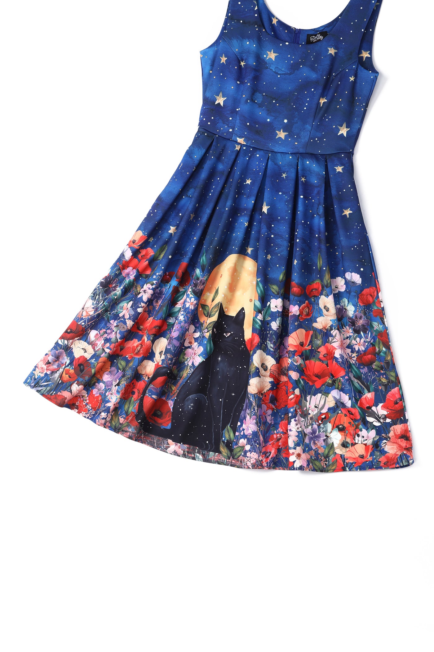 Amanda Blue Vintage-Inspired Cat Midnight Garden Swing Dress