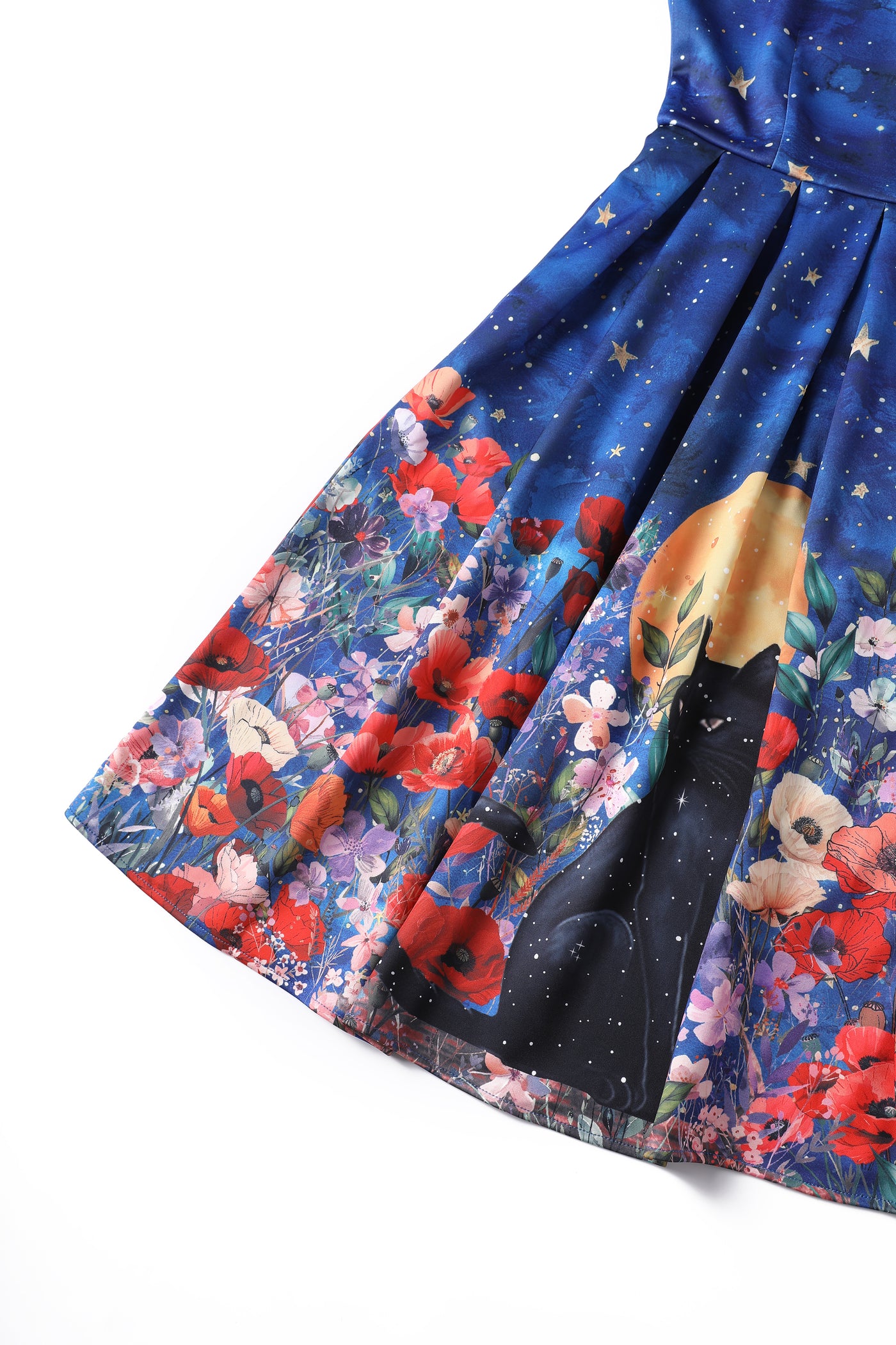 Amanda Blue Vintage-Inspired Cat Midnight Garden Swing Dress