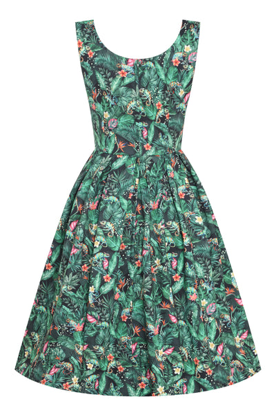 Amanda Tropical Chameleon Jungle-Print Fit & Flare Dress