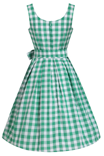 PRE ORDER Amanda Green Gingham 1950s Swing Dress