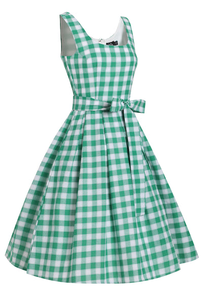 PRE ORDER Amanda Green Gingham 1950s Swing Dress